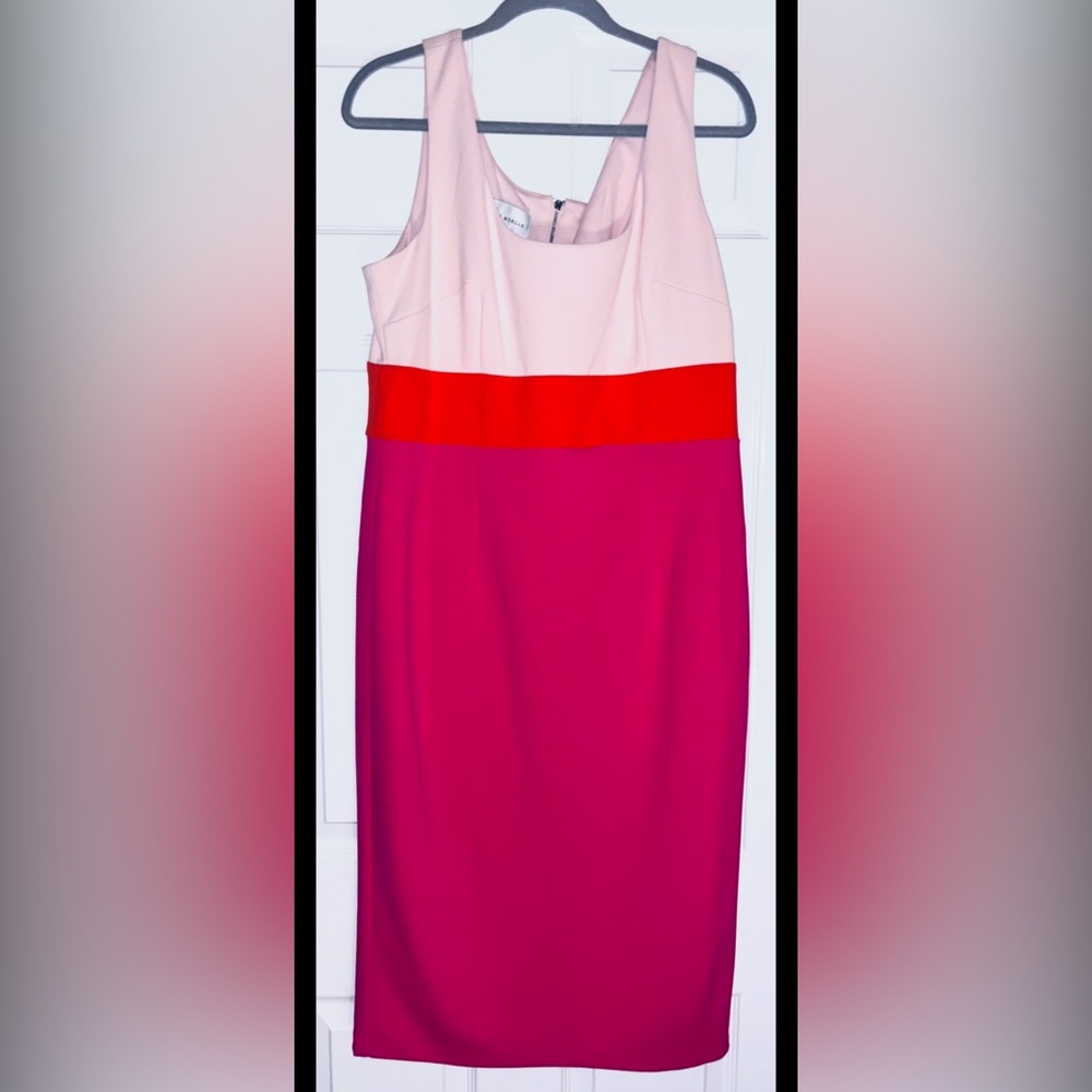 Donna Morgan Colorblock Dress in Blush and Fuchsia